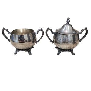 Antique Oneida USA Silver sugar bowl with lid and extra bowl